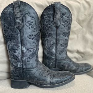 CIRCLE G WOMEN'S BLACK EMBROIDERY WESTERN BOOTS